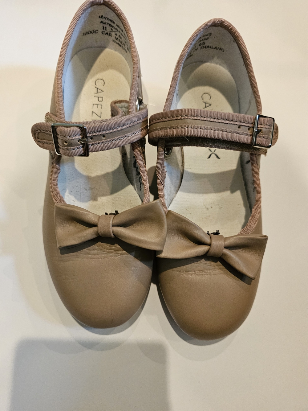 Capezio Girls' Tan Tap Bow Mary Jane Kids Shoes